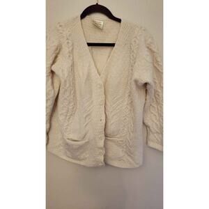 Super Soft Merino Wool Chunky Cable Knit Cardigan Xl